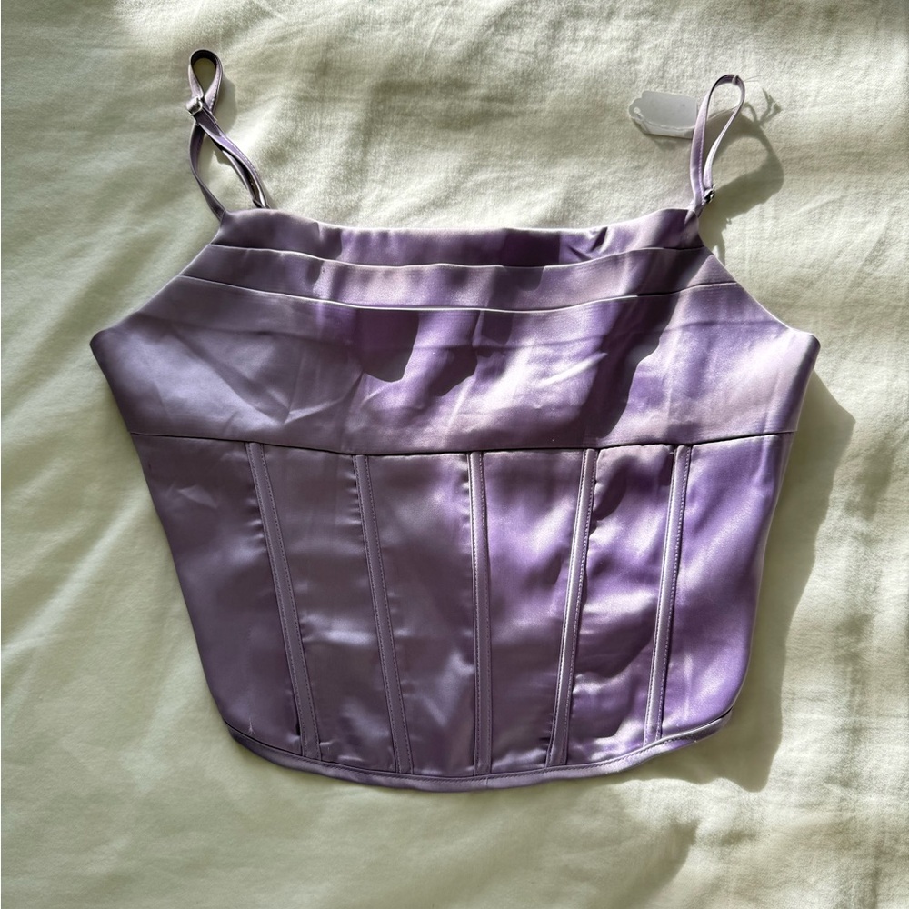 Cropped satin corset cami